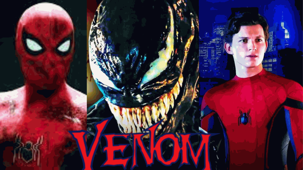 Tom Holland as Spider-Man, Venom, Tom Hardy as Eddie Brock